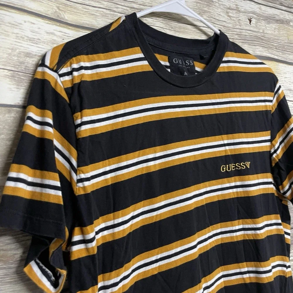 Guess Originals Men's Medium‎ Embroidered Logo Short Sleeve Striped T-Shirt EUC - Picture 5 of 5